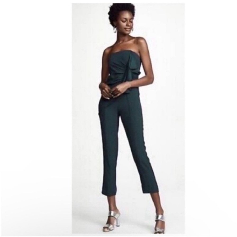 Diane Von Furstenberg Strapless Ruffle
Jumpsuit Dark Green Size 6